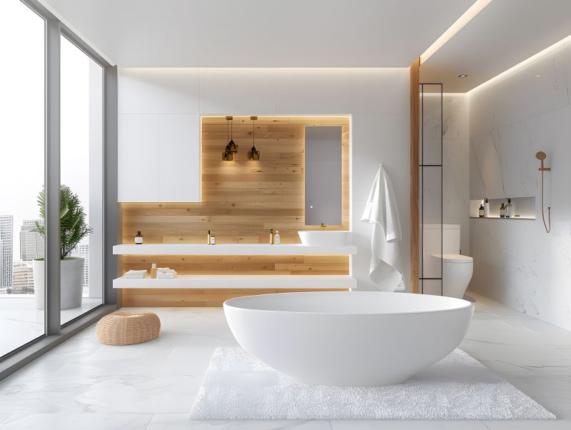 Modern Bathtub with Fixtures